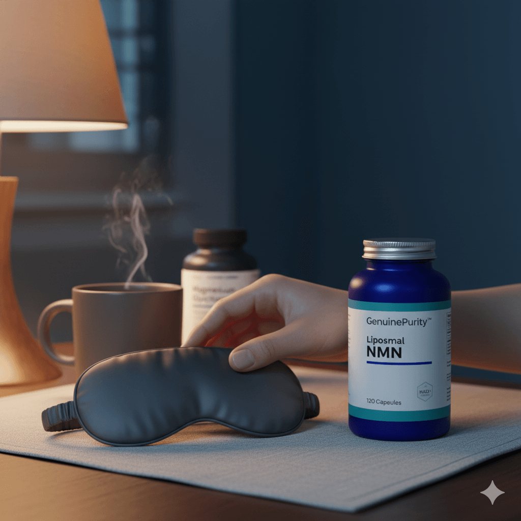 nmn magnesium sleep synergy with branded supplement bottles